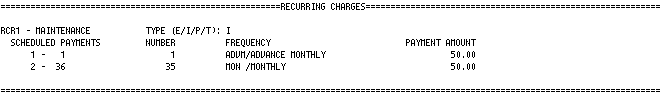 Recurring Charges section (with Extended Recurring Charges module)