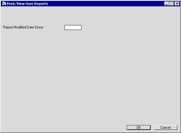 Selection criteria screen for report.