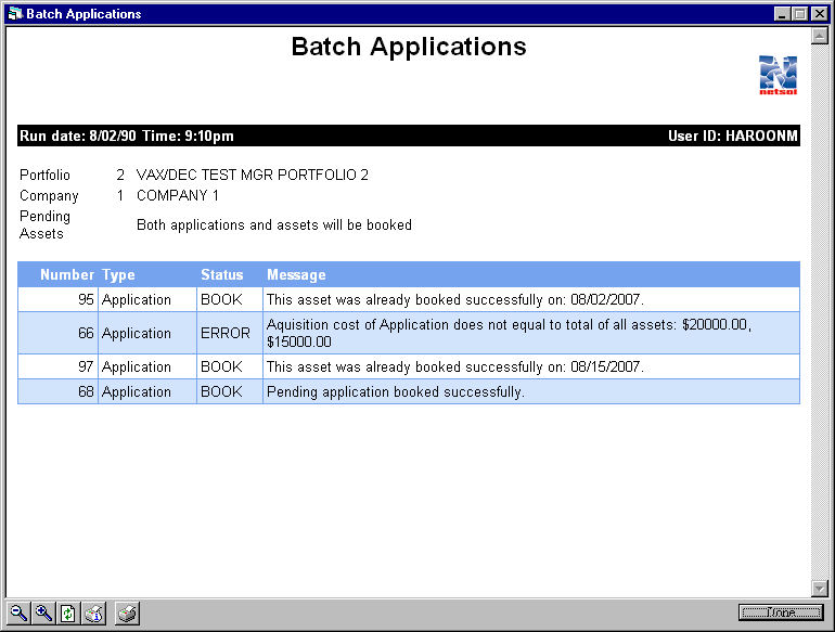 The Batch Application Audit report.