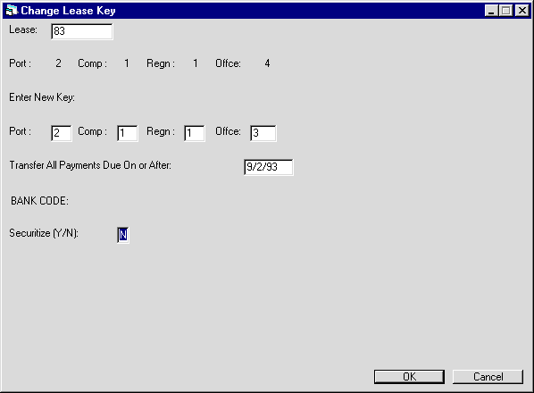 The Change Lease Key field showing the Securitize field