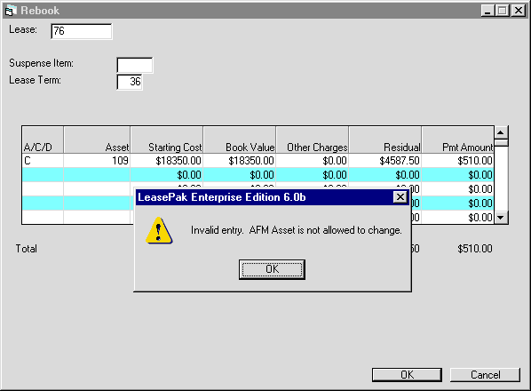Message prompting that changes to Asset Focus asset is not allowed.