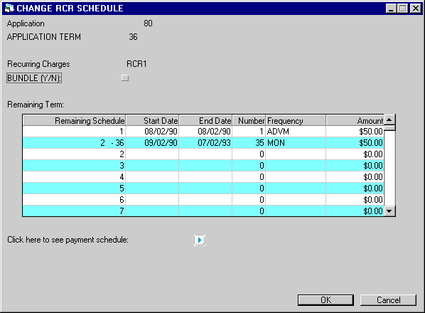 Recurring Charges Payment Schedule