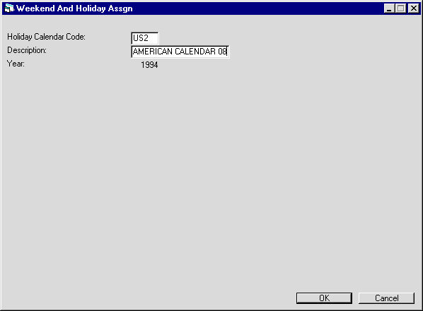 Calendar Definition dialog