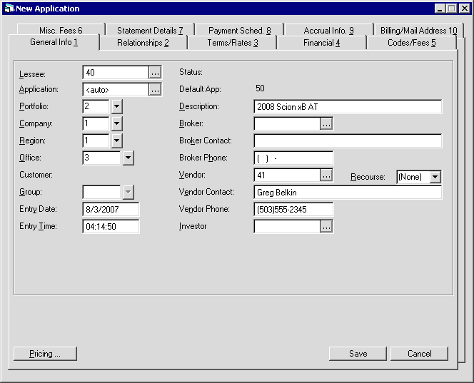 The General Information tab