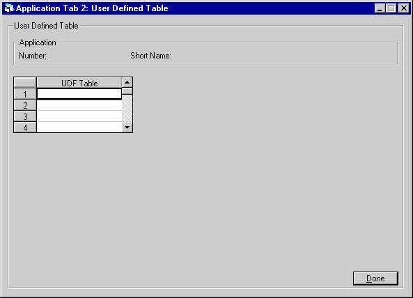 The User Defined Table dialog