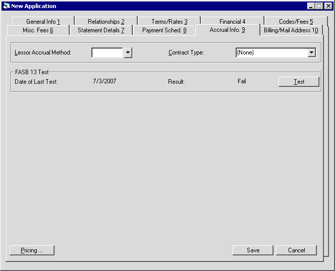 The Accrual Information tab