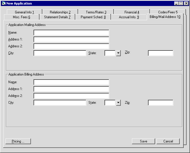The Billing/Mail Address tab