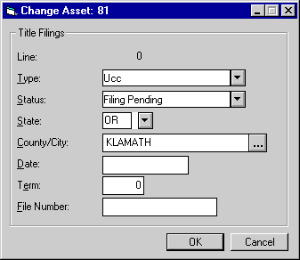 The Title Filings dialog