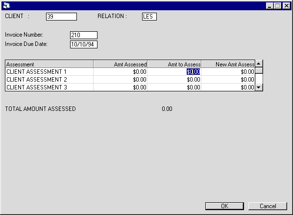 The Assessments screen