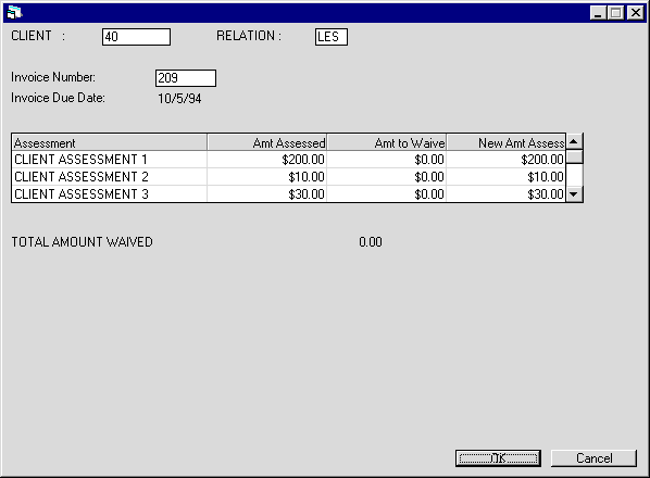 The Assessments screen