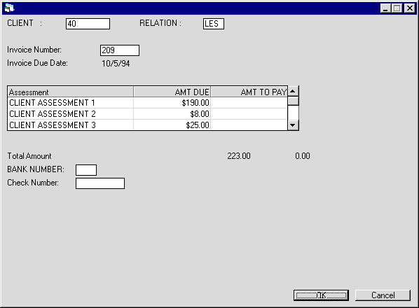 The Assessments screen