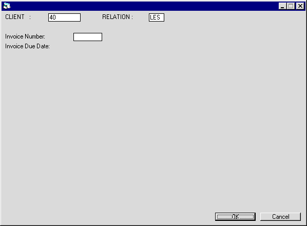The Invoice Number and Date screen