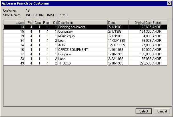 Customer based lessee list