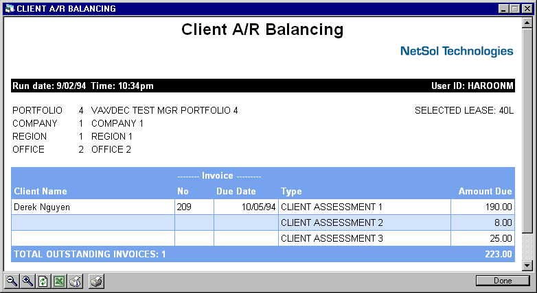 The Client A/R Balancing report