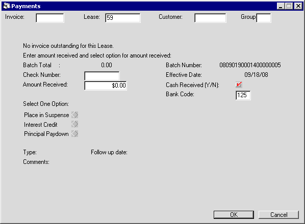 Payments view when no invoices are due for an Interest Bearing Loan.