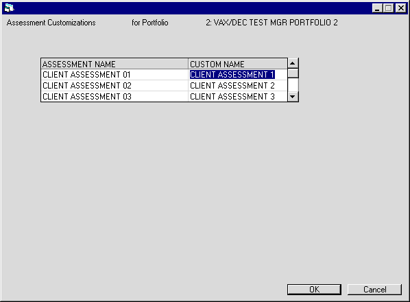 The Client Assessments screen