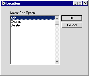 The Location options dialog box