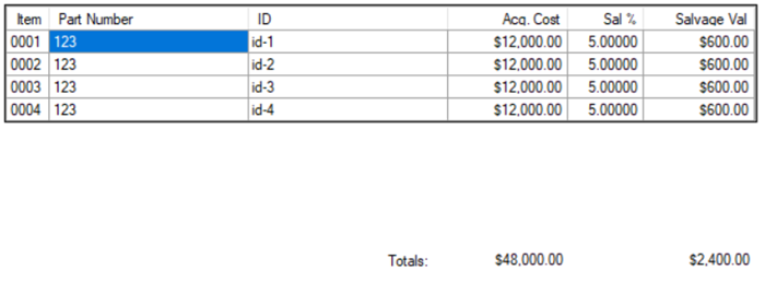 Sub Asset Grid