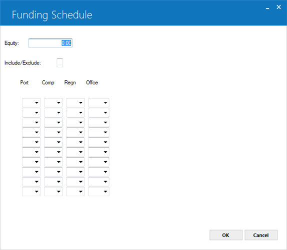 Function schedule selection dialog