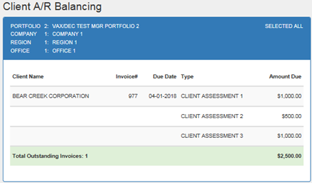The Client A/R Balancing report