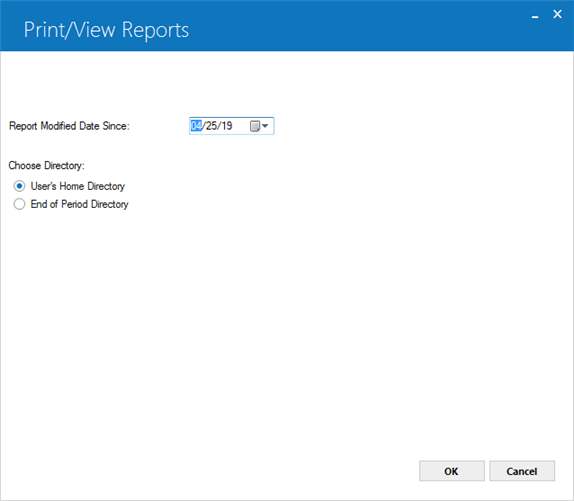 Selection criteria screen for report.
