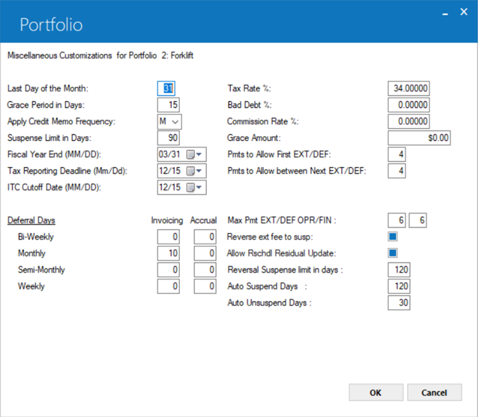 Deferral, Year End, FMV, EXT/DEF, Auto Suspend