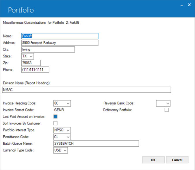 Name, Portfolio Interest Type, Invoice Codes