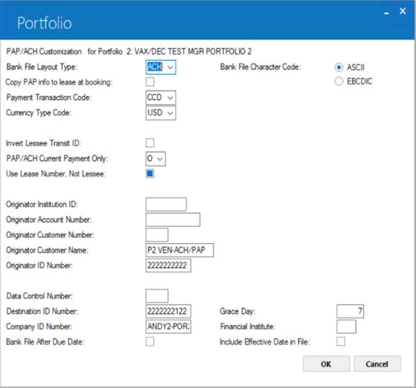 PAP/ACH Control File