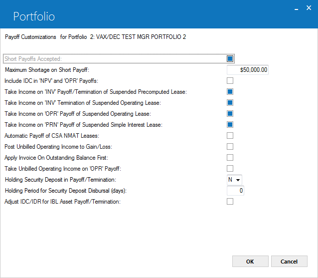 Short Payoff, Take Income Settings
