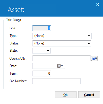 The Title Filings dialog