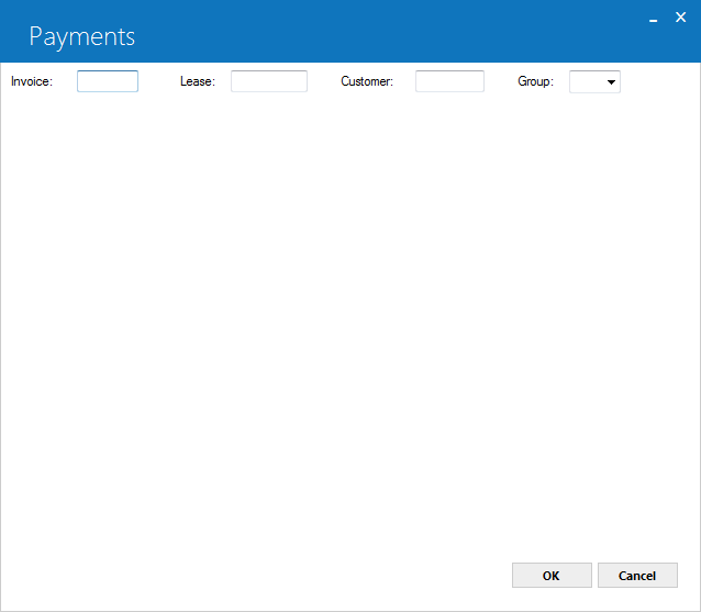 Payments Selection dialog