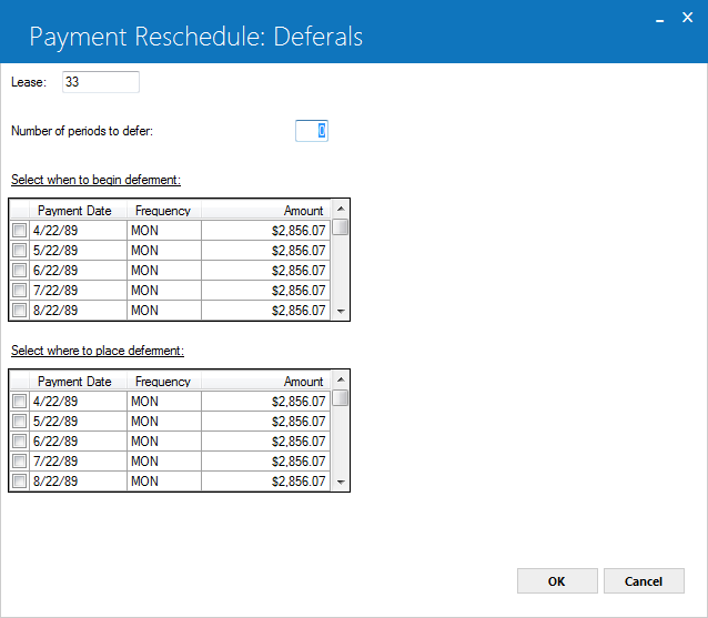 Screenshot showing the deferal information.