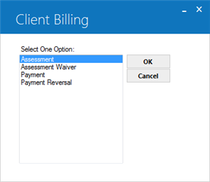 Client Billing options dialog box