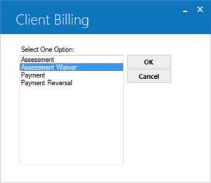 Client Billing options dialog box