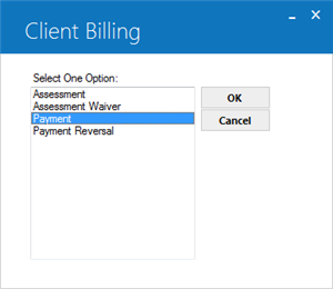 Client Billing options dialog box