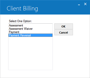 Client Billing options dialog box