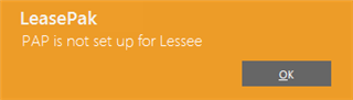 PAP is not set up for Lessee