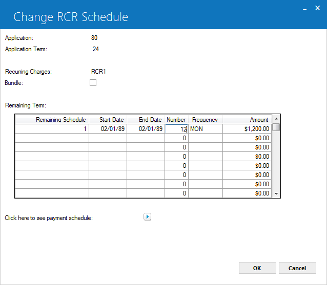 Recurring Charges Payment Schedule