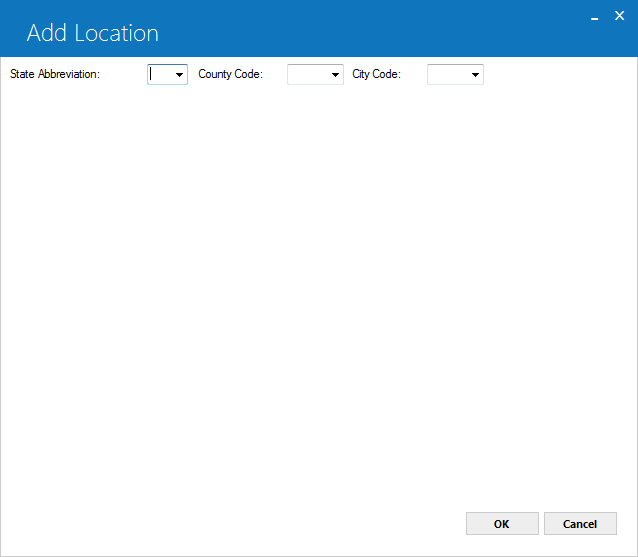 Location selection screen.