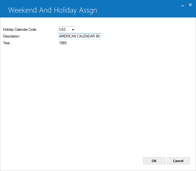 Calendar Definition dialog