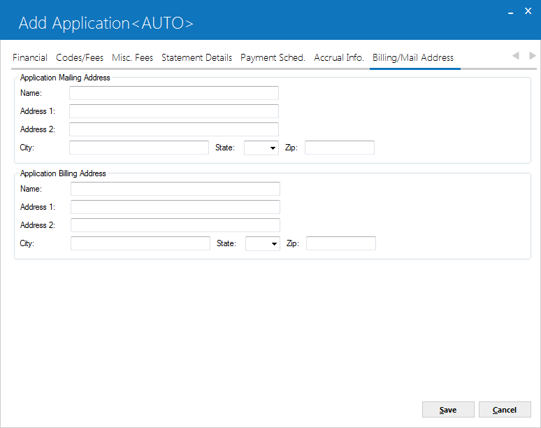 The Billing/Mail Address tab