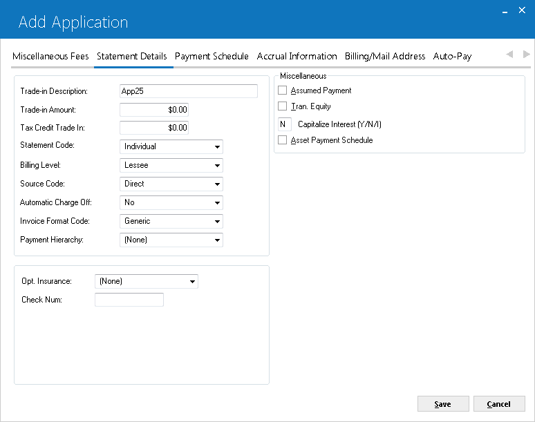 The Statement Details tab