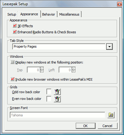 Appearance tab