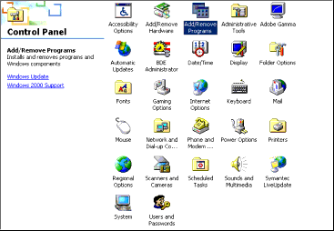 Windows XP Control Panel