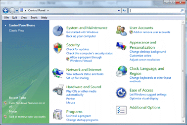 Windows Vista Control Panel