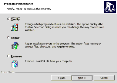 Program Maintenance window