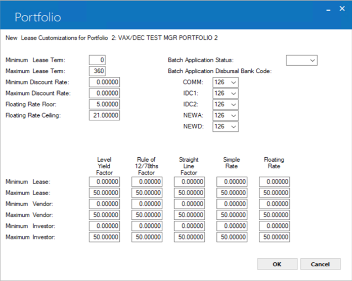 Term, Rate, Factor Ranges